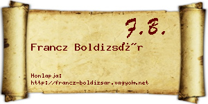 Francz Boldizsár névjegykártya